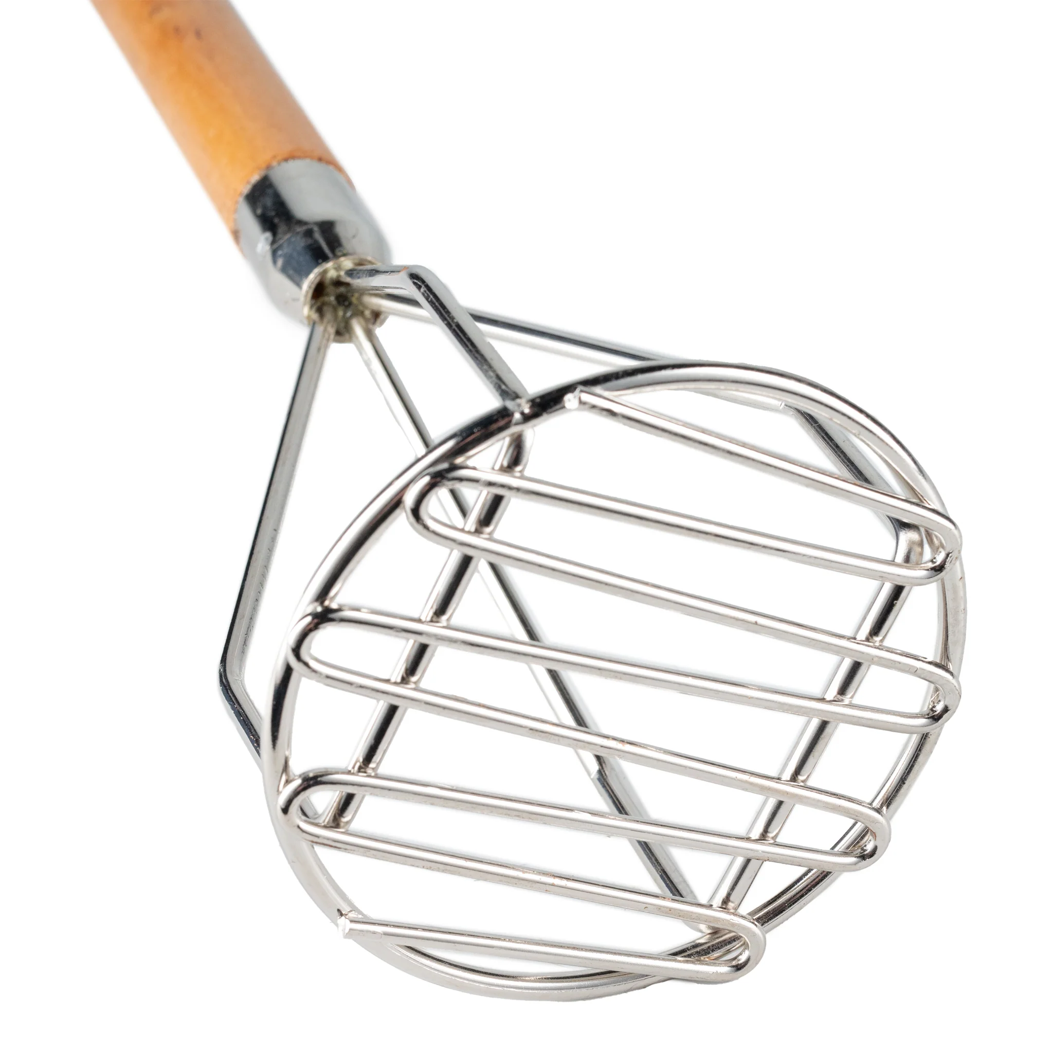 Browne Round Potato Masher, Stainless Steel, Wood Handle - Image 4