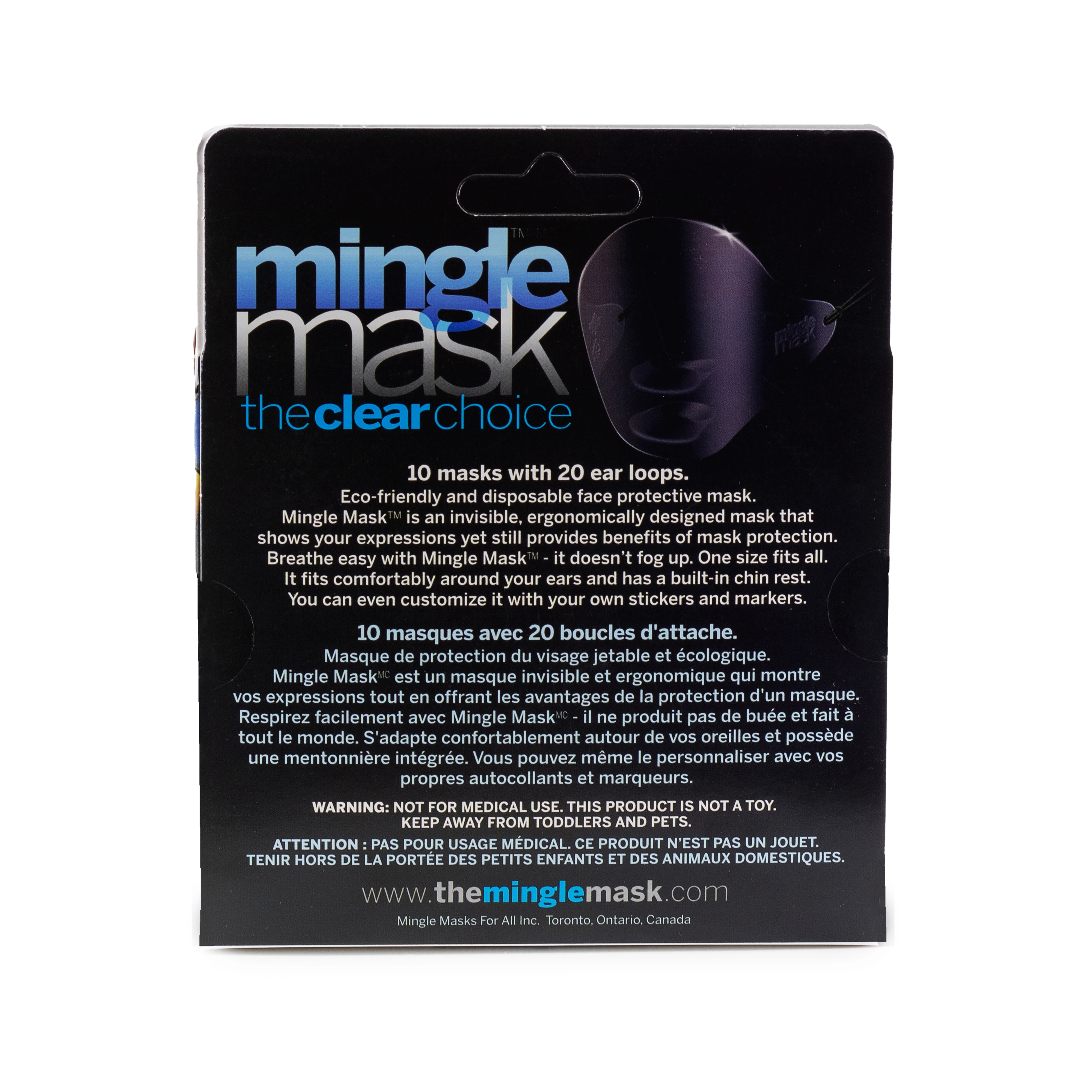 Mingle Mask Clear Plastic Face Mask, 10 Pack, FINAL SALE - Image 3