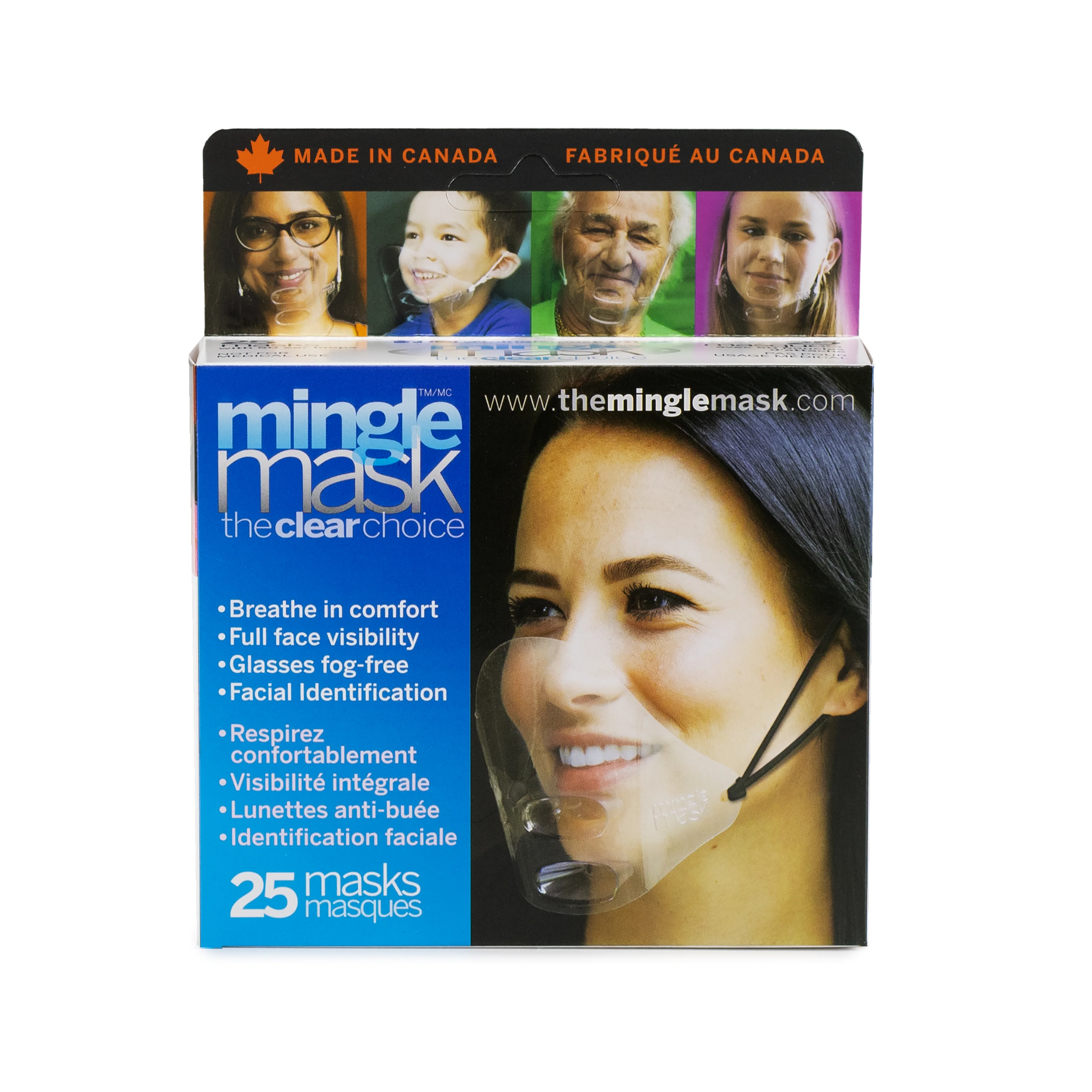 Mingle Mask Clear Plastic Face Mask 25 Pack, FINAL SALE - Image 3