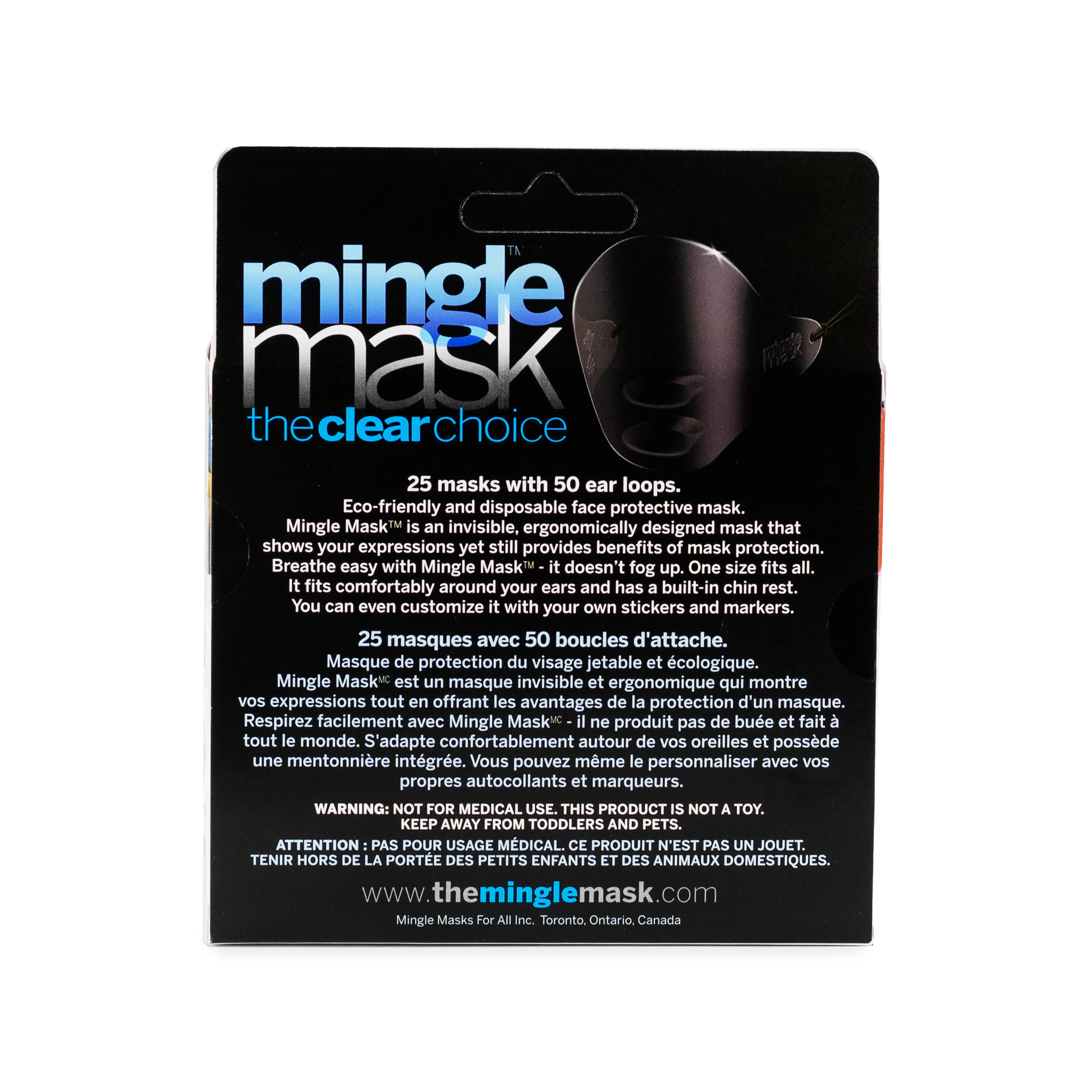 Mingle Mask Clear Plastic Face Mask 25 Pack, FINAL SALE - Image 4