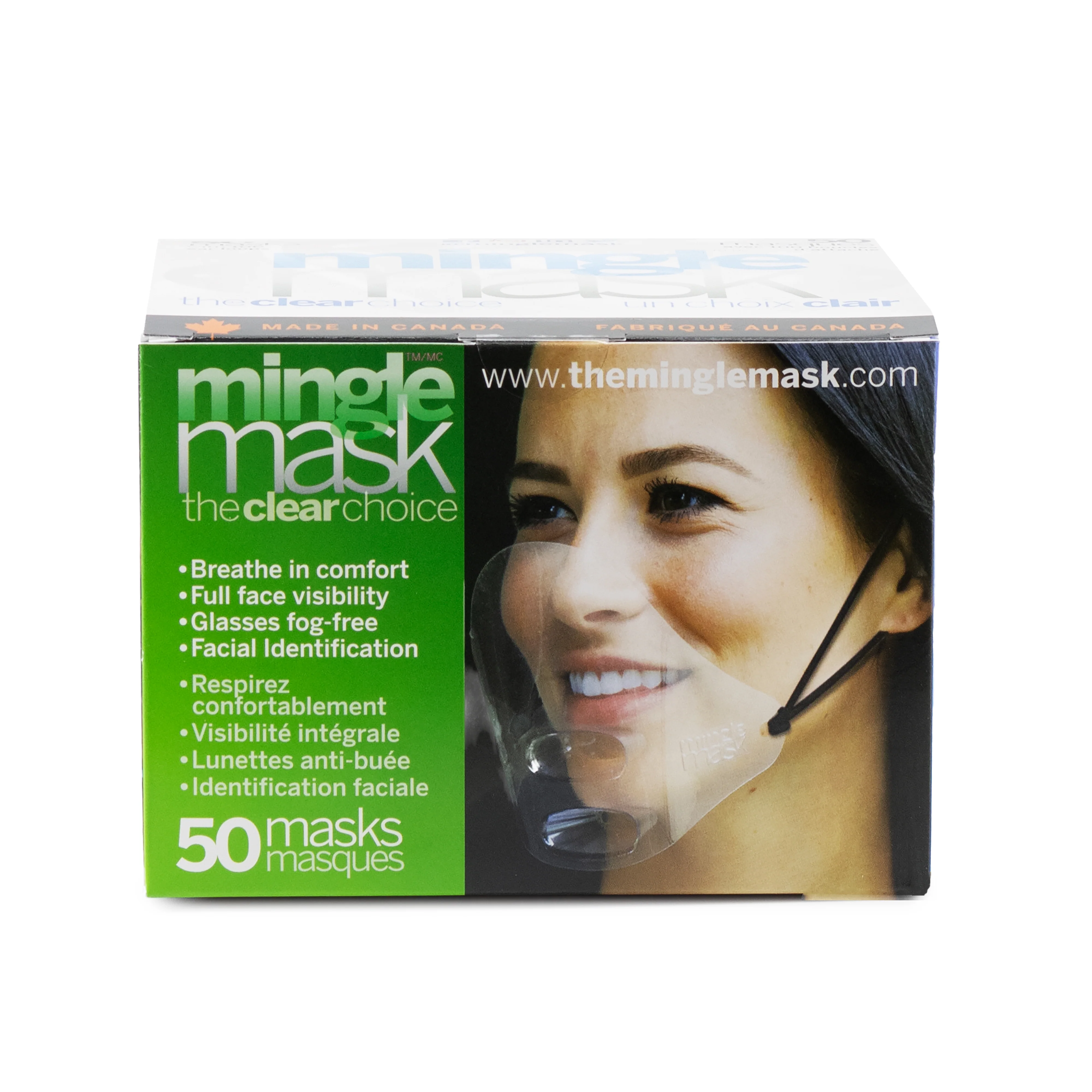 Mingle Mask Clear Plastic Face Mask 50 Pack, FINAL SALE - Image 4