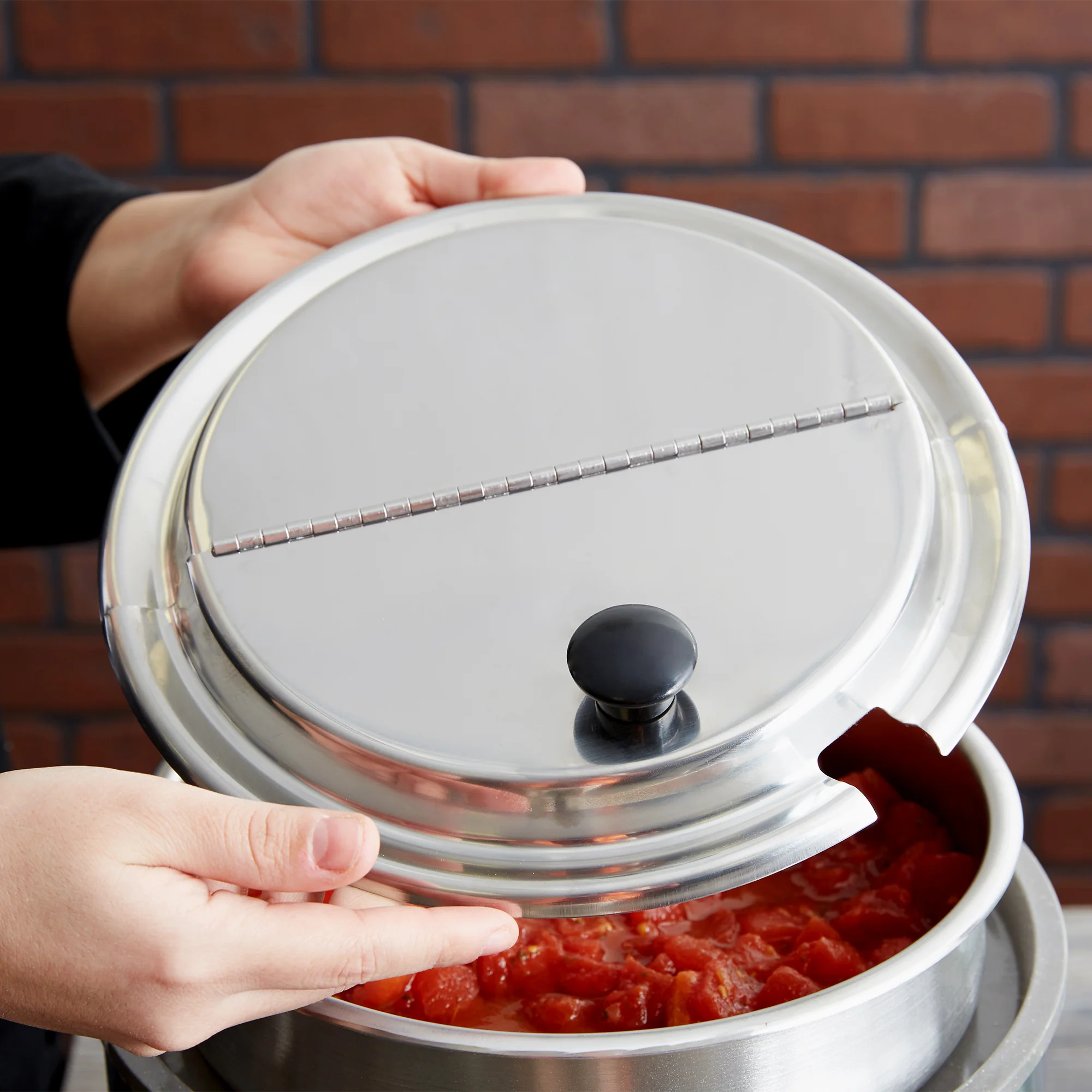 Vollrath Round Hinged Insert Cover with Slot - Image 7